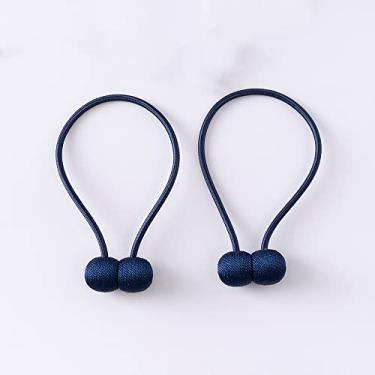 Imagem de 2 peças de cortina de bola magnética tiebacks corda de gravata varetas de acessórios acessórios costas retenções fivela clipes gancho decoração para casa, azul marinho, 4 peças