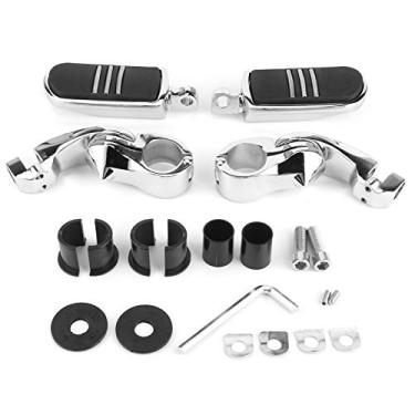 Imagem de Pegs largos para motos Pegs largos para motos Par largos 1-1/4in Pegs apoio para os pés com suportes de guarda do motor montagens de substituição para ATV Scooter UTV Universal