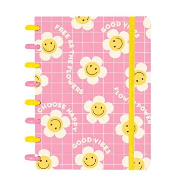 Imagem de Caderno Disco IsCool Criativo A5 Good Vibes Flores Rosa