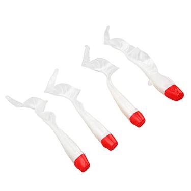 Imagem de Isca de Pesca de Simulação, Portátil 4 Peças Em Pvc Isca de Pesca Com Movimento de Balanço para Robalo (Cabeça Vermelha Corpo Branco)