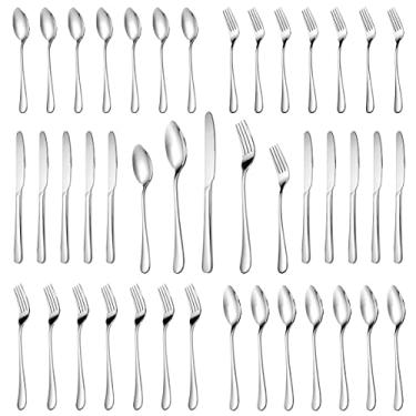 Imagem de Conjunto de talheres de 30 peças, serviço de talheres de aço inoxidável premium para 6, conjunto de talheres polidos espelhados, conjunto de talheres duráveis para comer em casa, inclui conjunto de colheres de garfo, pode ser lavado na lava-louças