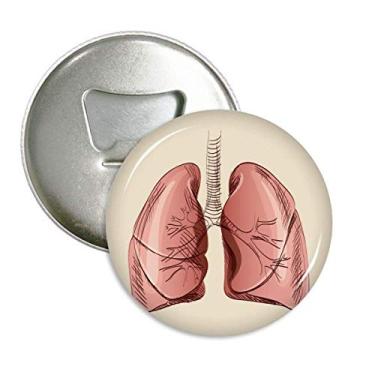 Imagem de Ilustração humana de órgão pulmão abridor de garrafas ímã de geladeira emblema multifuncional