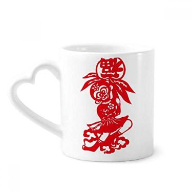 Imagem de Caneca de flores de janela tradicional macaco da China Caneca de café cerâmica copo de coração de vidro