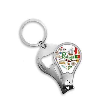 Imagem de Chaveiro abridor de cortador de unhas com bandeira nacional de Portugal Love Heart Landscap