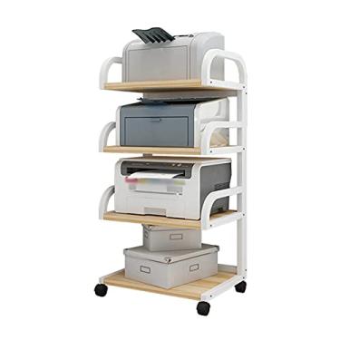 Imagem de KIZQYN Suporte de impressora Suporte de mesa para impressora, impressora multifuncional de mesa de 4 níveis copiadora scanner rack de suporte, para casa e escritório, impressora de mesa branca ou preta (cor: ouro)