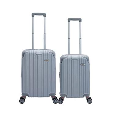 Imagem de Conjunto Malas Expansiva 2 Peças Viagem Bagagem Bordo Avião Rodinhas 4 Rodas Dupla 360° Abs Cor:Prata;Tamanho:P PP