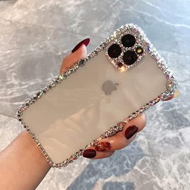 Imagem de Luxo Strass Gem diamante Capa de telefone macia para iphone 14 13 11 Pro Max 12 MiNi 7 8 X XR Glitter Capa de proteção para câmera, apenas capa de telefone, para iphone 8