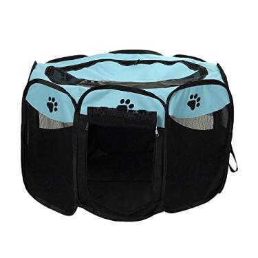 Imagem de Qican Cercado portátil dobrável à prova d'água para animais de estimação ao ar livre Oxford Air Mesh cercadinho e caneta de exercícios para casa playground para cães e gatos pequenos