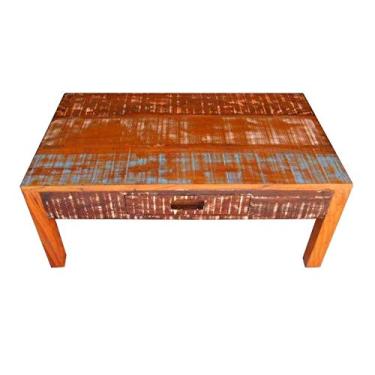 Imagem de Mesa de Centro Rústica Reta em Madeira de Demolição - Cód 1211