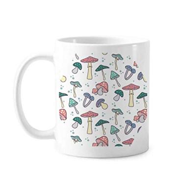 Imagem de Linda caneca de ilustração de cogumelo rosa azul xícara de cerâmica café porcelana talheres