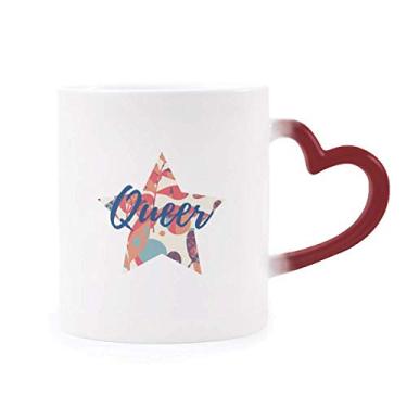 Imagem de Caneca de grés que muda de cor vermelha com tinta de plantas e flores outonais