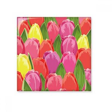 Imagem de Aquarela Flor Tulipa Cerâmica Decalque Brilhante Pedra de Adorno de Tijolos Vitrificados