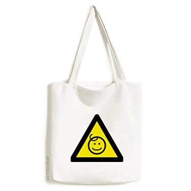 Imagem de Símbolo de aviso amarelo preto infantil triângulo protegido bolsa sacola de compras bolsa casual bolsa de mão