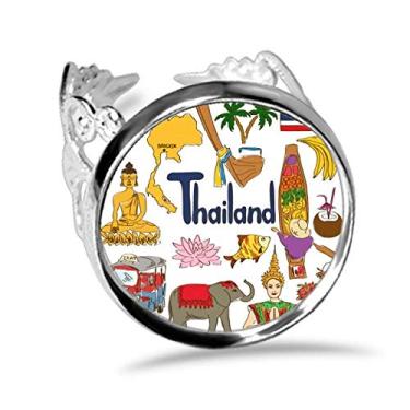 Imagem de DIYthinker Anel de noivado ajustável com bandeira nacional da Tailândia Landscap Animals