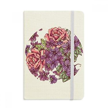 Imagem de Caderno de folhas de flores azul e branco oficial de tecido capa dura diário clássico