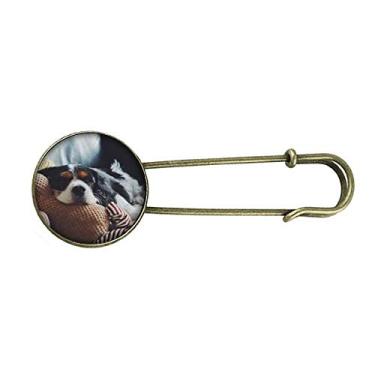 Imagem de Broche de metal retrô com imagem sentimental de cachorro da Lazy