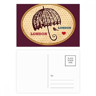 Imagem de Conjunto de cartão postal britânico London Umbrella Stamp Birthday Mailing Cartão de agradecimento