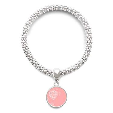 Imagem de DIYthinker Pulseira com pingente de prata com flores de coração rosa para Dia dos Namorados