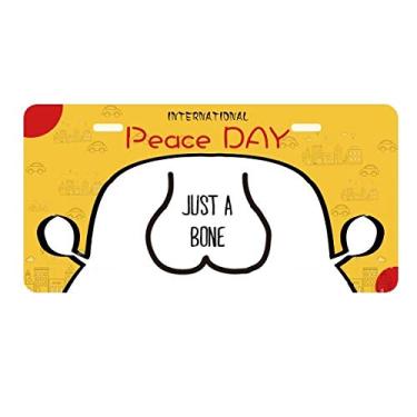 Imagem de DIYthinker Just Bone Placa de licença com desenho divertido para decoração de carro, Dia da Paz