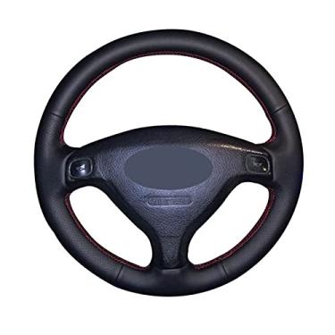 Imagem de Capa de volante de couro confortável antiderrapante costurada à mão preta, apto para Opel Astra G 1998 a 2007 Zafira A 1999 a 2005 Chevrolet Sail 2003