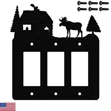 Imagem de Alce & Cabine interruptor de luz e tomada de tomada placas de parede, Triple Rocker (GFCI), Black