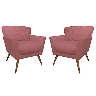 Imagem de Kit 2 Poltrona para Sala de Estar Estofada Quarto Escritório Clínica Leitura Paris (Suede Rose)