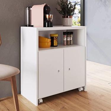 Imagem de Balcão Organizador Multiuso com Mesa Removível e Rodízios Funcionale Art In Móveis Branco