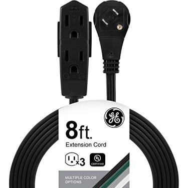 Imagem de GE, Preto, cabo de extensão de 2,4 m, 3 tomadas, plugue plano, aterrado, calibre 16, certificação UL, 56991, 1 pacote