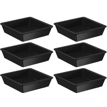 Imagem de Kit 6 Porta Shoyu 50ml Molheira Sushi Preta Pote Quadrado Nozoki Uno Coza Plástico