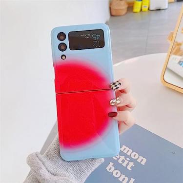 Imagem de Capa de telefone dobrável com gradiente de renderização para Samsung Z Flip 4 3 ZFlip4 Capa dura com grafite colorido para Galaxy Z Flip 3 Flip4 Flip3, azul vermelho, para Galaxy Z Flip 4