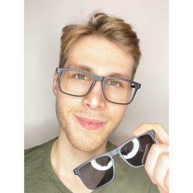 Imagem de Armação Óculos Clipon 2 Em 1 Grau Masculino Retangular E.U.A-Masculino