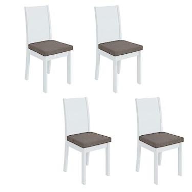 Imagem de Conjunto 4 Cadeiras Athenas Móveis Lopas Branco/suede Animale Bege