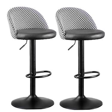 Imagem de Cadeiras de jantar, cadeiras de sala de jantar, conjunto de 2, com elevador de gás giratório ajustável, encosto de tecido acolchoado de couro PU preto apoio para os pés e base para café da manhã, cozinha e casa Tudo está bem