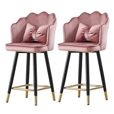 Imagem de Cadeiras de jantar cadeiras de sala de jantar elegantes bancos de bar de cozinha de café da manhã com encosto conjunto de 2, cadeiras de bar de veludo para cozinha restaurante bar 65/75 cm altura tudo está bem