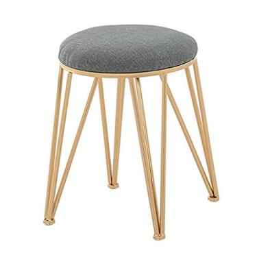 Imagem de Cadeiras de jantar, banquetas de bar, banquinho alto, cadeira de jantar, cadeira de escritório de metal, moderno, banquinho alto para cozinha| Bancos de bar dourados com almofada de esponja macia cinza para descanso traseiro cadeira de vestir feminina