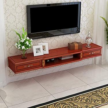 Imagem de Prateleira flutuante de armazenamento multimídia, gabinete de TV montado na parede com gaveta, suporte de parede para sala de estar, quarto, sala de estar, suporte de parede