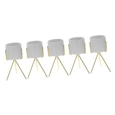 Imagem de ABOOFAN 5 Pçs Escova De Metal Para Recipiente Artigos De Papelaria Lápis De Mesa Minimalista Suporte De Mesa Para Casa Maquiagem Cosméticos Tripé Suporte Moderno Caneta De