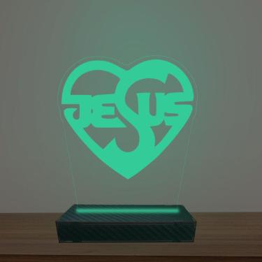 Imagem de Luminária Led 3d Jesus Coração Abajur Luxo