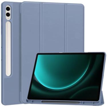 Imagem de Tampas de tablet Capa fina compatível com Samsung Galaxy Tab S9 FE Plus/+ SM-X610/SM-X616 de 12,4 polegadas com suporte para caneta S integrado, capa protetora de visualização em vários ângulos com ca
