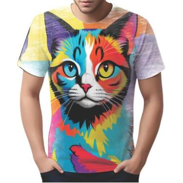 Imagem de Camiseta Camisa Tshirt Gato Gatinho Pop Art Abstrata Hd 1 - Enjoy Shop