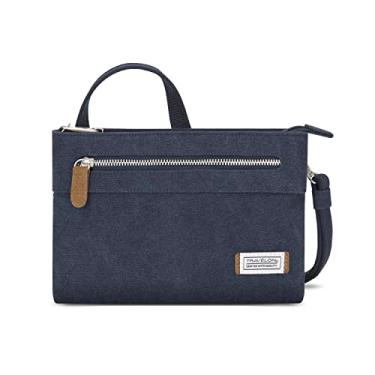 Imagem de Travelon Bolsa tiracolo feminina antifurto Heritage pequena, Bolsa transversal pequena antifurto Heritage Travelon, Índigo, 10.5 x 7 x 2