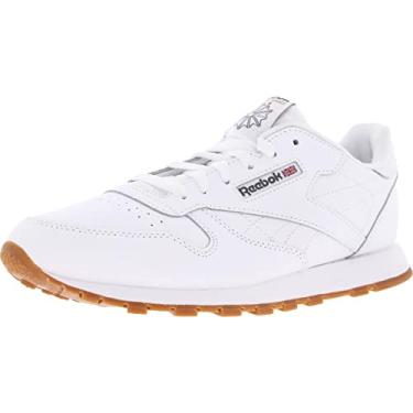 Imagem de Reebok Tênis infantil unissex de couro clássico, Branco/Goma, 6.5 Big Kid