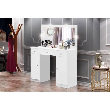 Imagem de Penteadeira 2 Portas 3 Gavetas com Espelho Realeza J&A Móveis Branco