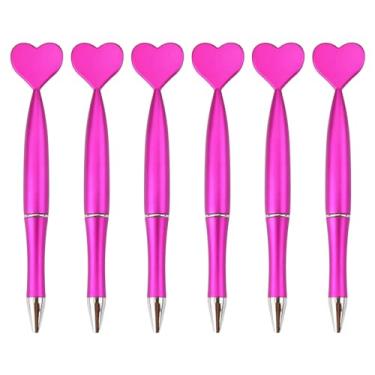Imagem de 6 Peças Canetas Esferográficas Pretas Canetas Escritório 1 0 Mm Canetas Formato Coração Canetas Casamento Papelaria Material Escritório Escolar 6 Peças Canetas Registro E