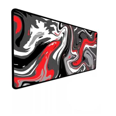 Imagem de Mouse Pad Gamer Speed Deskpad Extra Grande Profissional com Borda Costurada 80x40cm - Abstrato Preto Vermelho