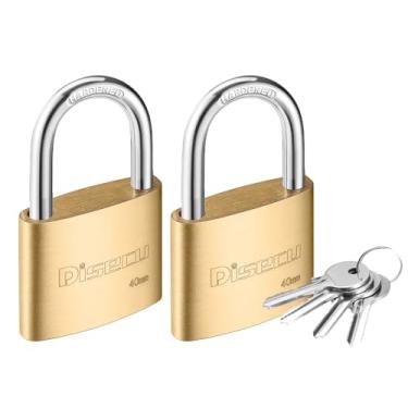 Imagem de Disecu Cadeado com chave de latão maciço, corpo largo de 40 mm, manilha de 1,3 polegadas à prova d'água com chaves para galpão, portão, armário de academia escolar, cerca, armazenamento de ferrolho
