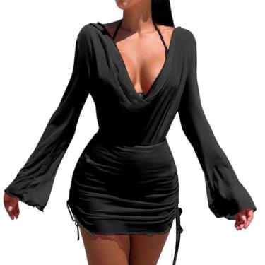 Imagem de Biquíni feminino de cor sólida sexy com bojo no peito sem suporte de aço, roupa íntima atlética feminina, Preto, M