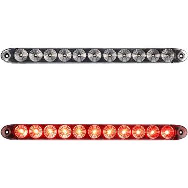 Imagem de Partsam 2 peças de lentes transparentes de 38 cm, vermelho, 11 lâmpadas traseiras de freio de LED para caminhão RV, parada, seta de seta, 3ª barra de luz de freio, barra de aviso, barra de identificação