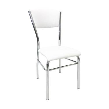 Imagem de Cadeira De Cozinha Com Reforço Cromada Assento E Encosto Branco - Polt