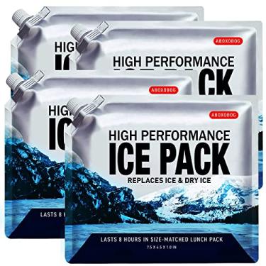 Imagem de ABOXOBOG Sacos de gelo reutilizáveis para refrigeradores, pacotes de congelador de gel de longa duração para mochilas, lancheira, bolsa térmica, mantém os alimentos frescos (conjunto com 4)